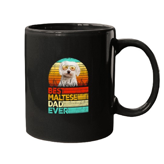 Dog Maltese Mens Retro Vintage Best Maltese Dad Ever Fathers Day Mugs
