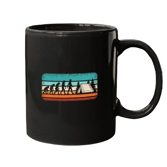 Funny Camping Evolution Retro Camper Hiking Camp Mugs
