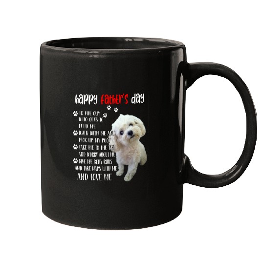 Dog Maltese Happy Fathers Day Maltese Dad Funny Maltese Lover Mugs