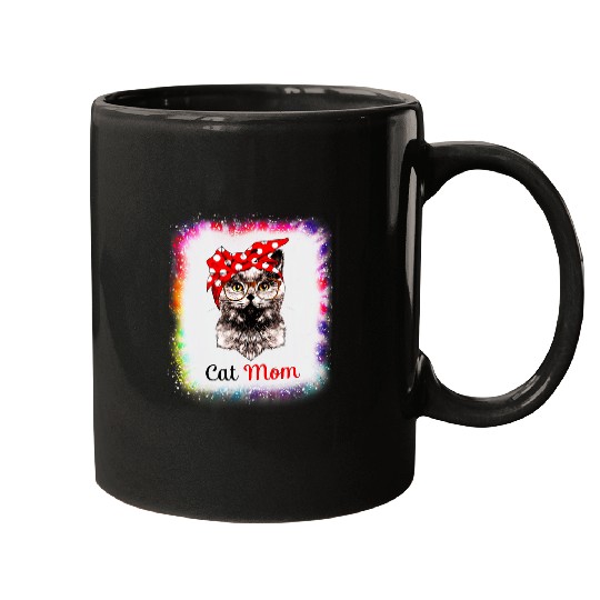 Cat Mom Daddy Mommy Boy Girl Funny Tie Dye Bleached 21 Mugs