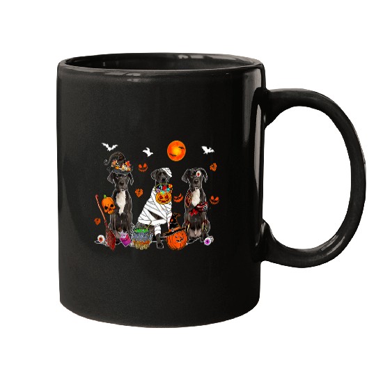 great dane dog witch mummy pumpkin halloween spooky Mugs