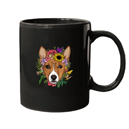 Dog Basenji Floral Basenji Dog Spring Nature Dog Lovers 456 Mugs