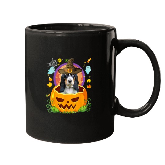 Dog Basset Hound Witch Pumpkin Halloween Dog Lover Funny 19 Mugs
