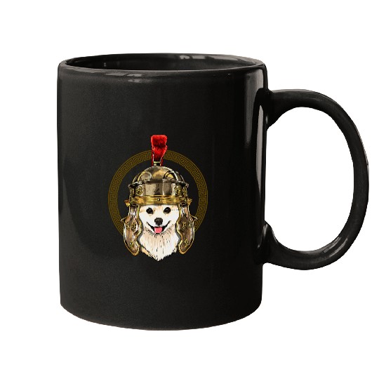 Dog Pomeranian in Roman Helmet Centurion Legionnaire Dog Lover 238 Mugs
