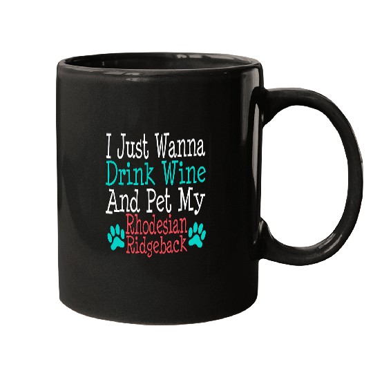 Funny Rhodesian Ridgeback Dog Mom Dad Wines Lover Mugs