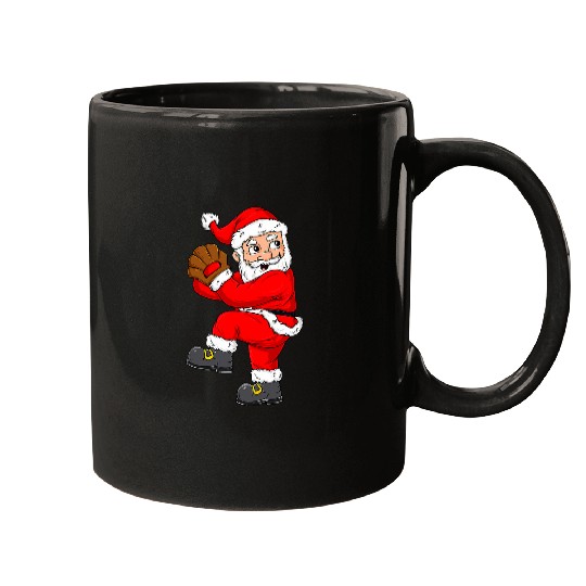 Christmas Santa Claus Baseball Pitcher Boys Kids Teens Xmas Mugs