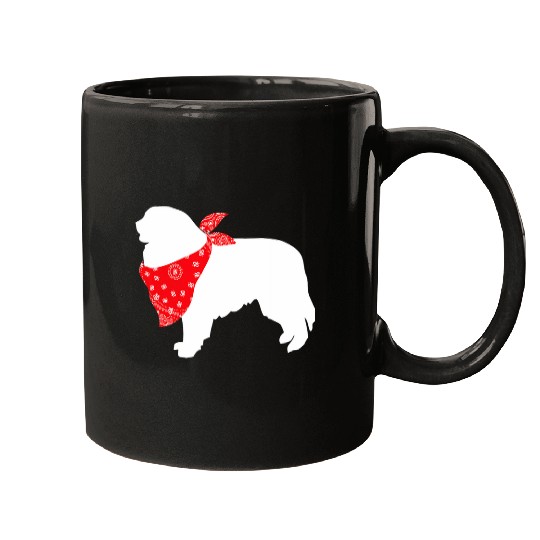 Great Pyrenees Dog Wearing Red Bandana Mugs