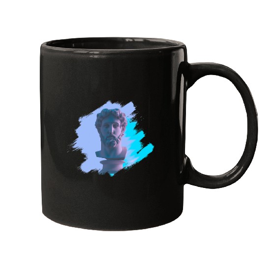 Greek God Statue Synthwave Art Vaporwave Mugs
