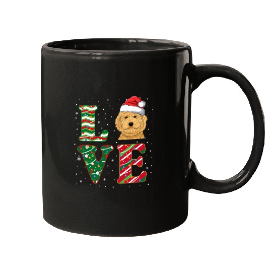 Love Labradoodle Christmas Santa Dog Lover Dad Mom Gift Mugs