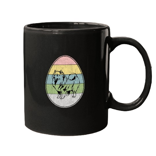 Happy Easter Egg American Eskimo Dog Graphic Cool Easter Day Mugs