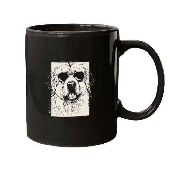 Great Pyrenees Sketch Dog Funny Art Sketch Mugs