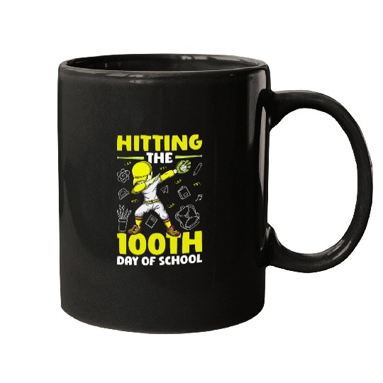 Hitting The 100th Day Of School Baseball 100 Days Of School 2 Mugs