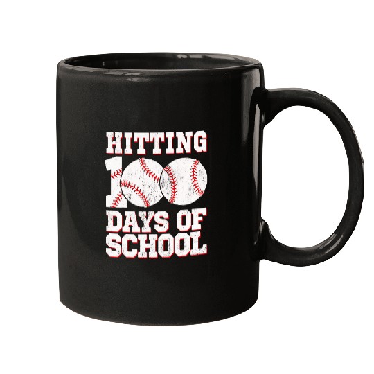Hitting 100 Days Of School Baseball Player Teacher Student 1 Mugs
