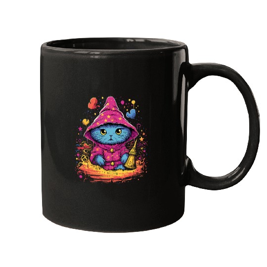 Cute Magician Cat Sorcerer Wizard Kawaii Anime Cat Mugs
