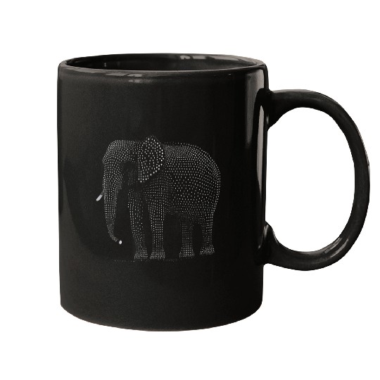 Elephant Dot line Art Elephant Graphic Tee For Women Men Mugs