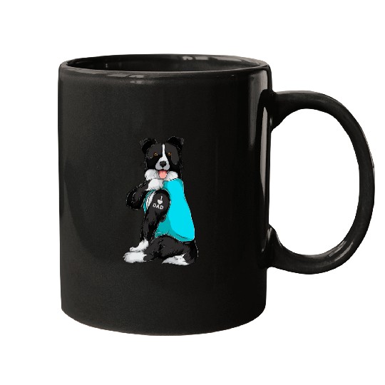 Border Collie I Love Dad Tattoo Apparel Dog Dad Gifts Dads Mugs