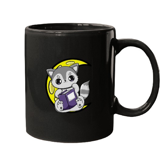 Cute Racoon Reading A Spell Book For Magician And Book Lover Mugs