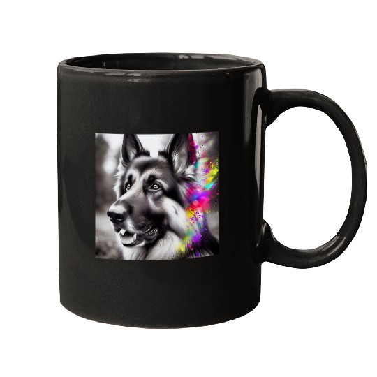Colorful Gaze German Shepherd Charm 2 Mugs
