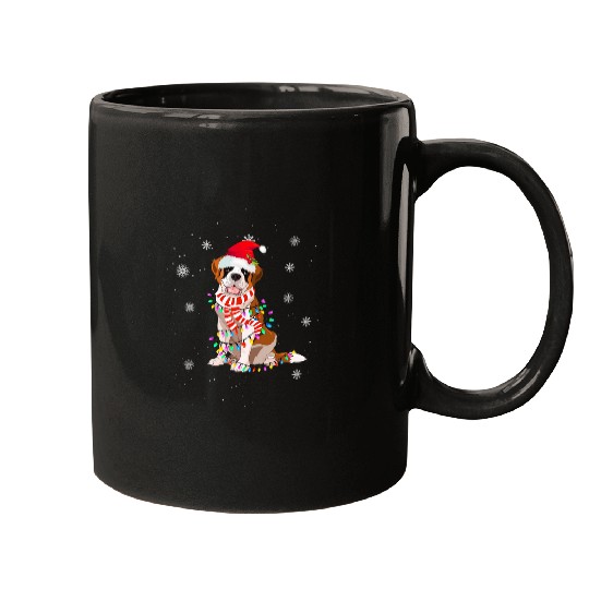 Cute Saint Bernard Christmas Dog Lights Cute Christmas Mugs