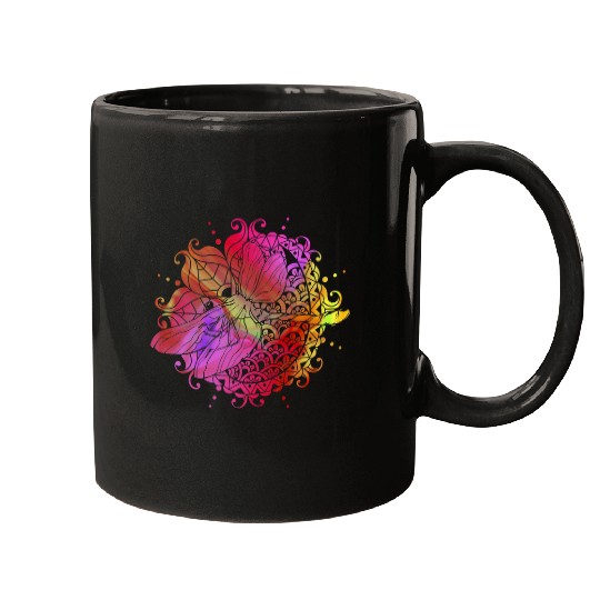 Spiritual Meditation Dragonfly Boho Sacred Geometry Mandala Mugs