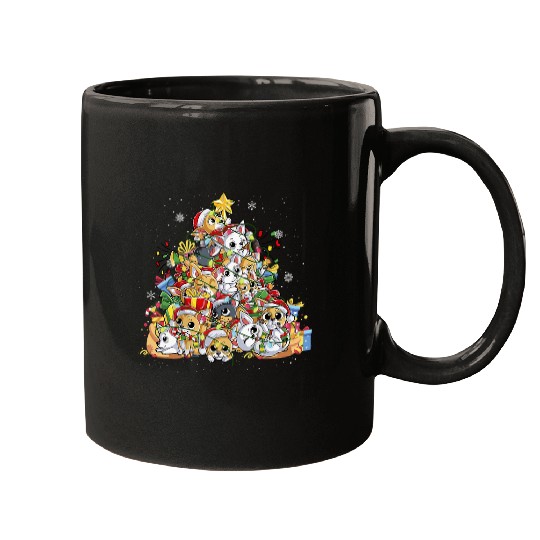 Chihuahua Christmas Tree Lights Dog Santa xmass Boys Dogmas Mugs
