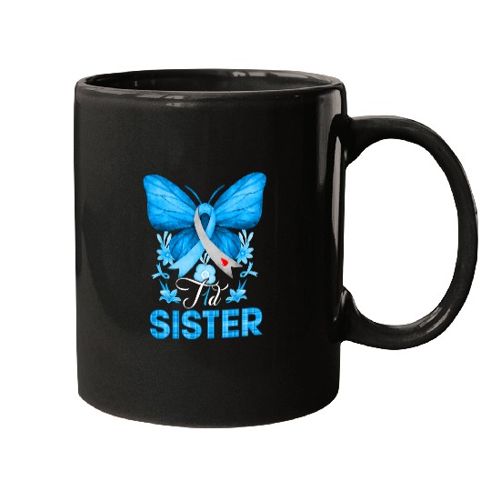 T1D Sister Type 1 diabetess Awareness Blue Butterfly Mugs