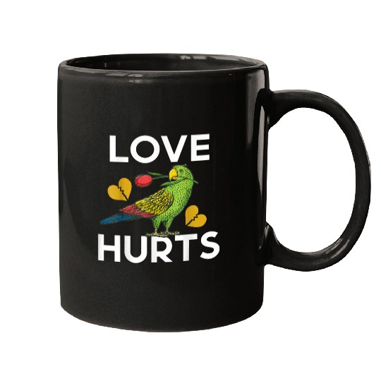 Parrot Love hurts Budgies and Cockatoo Bird day Mugs