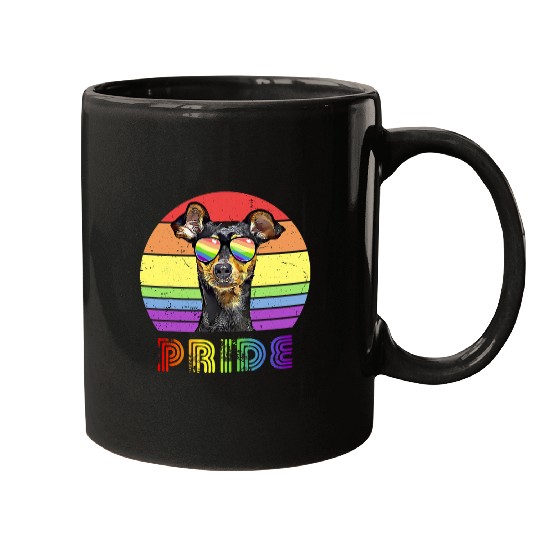 LGBTQ Miniature Pinscher Dog Rainbow Gay Pride Mugs