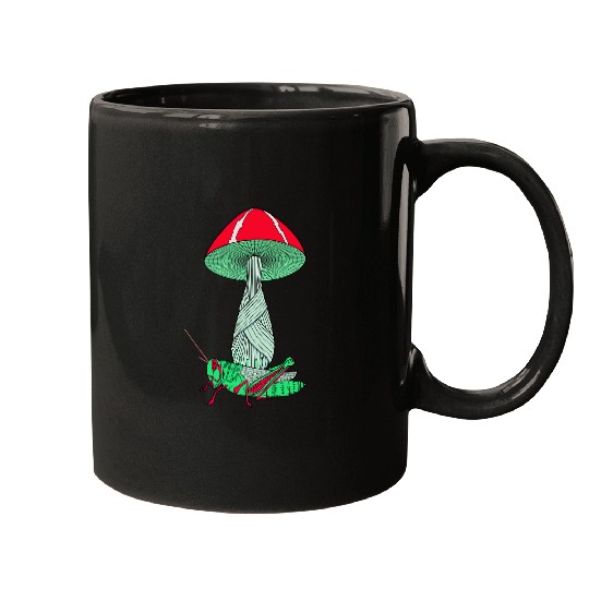Mushroom and Grasshopper Mugs