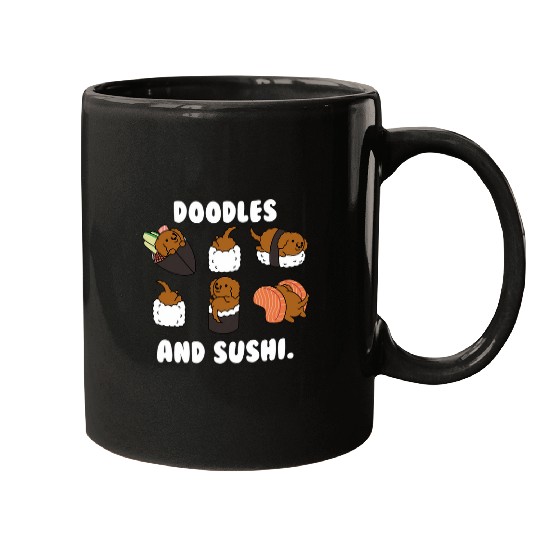 Goldendoodle And Sushi Dog Mugs