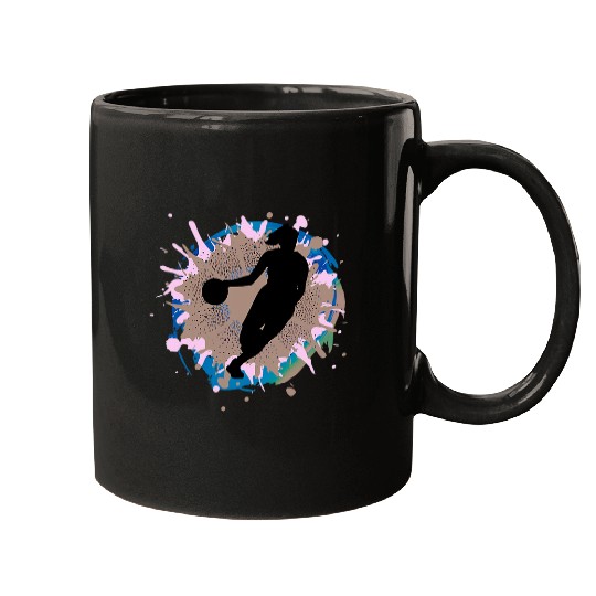 Cool Basketball Player Team Coachs Sunset Colors Pink Brown Mugs