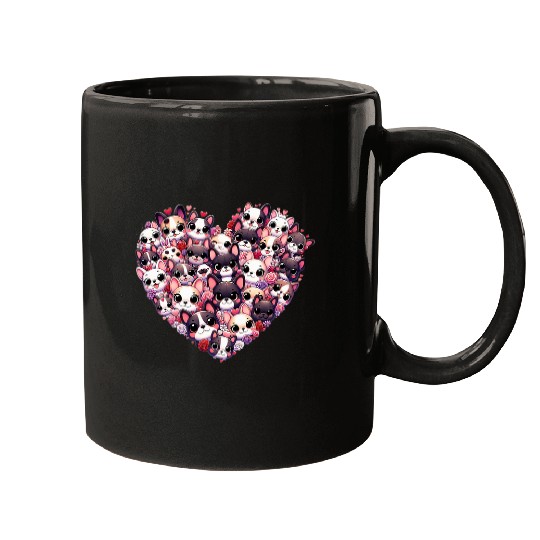 French Bulldog Love Shape Frenchie Dog Lover Valentines Day Mugs