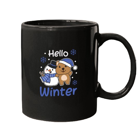 quokkas Hello Winter Snowman Snow Mugs