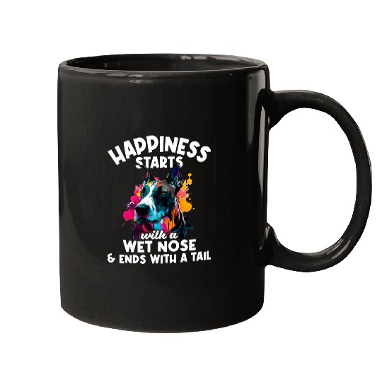 Happiness Starts With A Wet Nose And Tail Great Dane Lover Mugs
