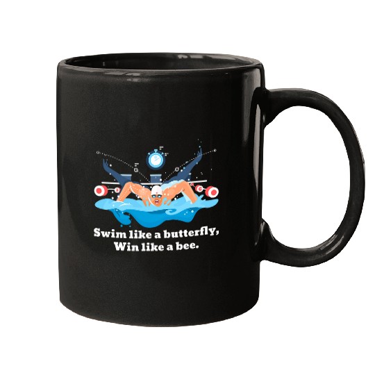 Swim Team Butterfly Win Pool Training Race Day Design Mugs
