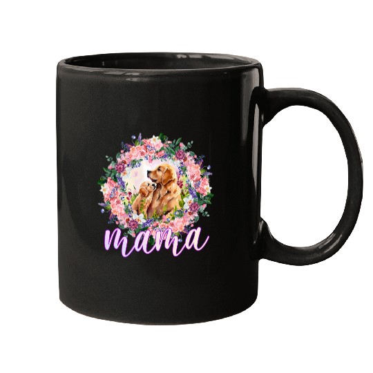 Flowers Mom Cute Baby Golden Retriever Dog Mama Mothers Day Mugs