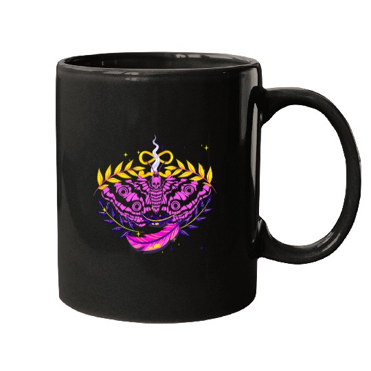 Mystic Blackcraft Dark Magic Pagan Insect Occult Moth Mugs