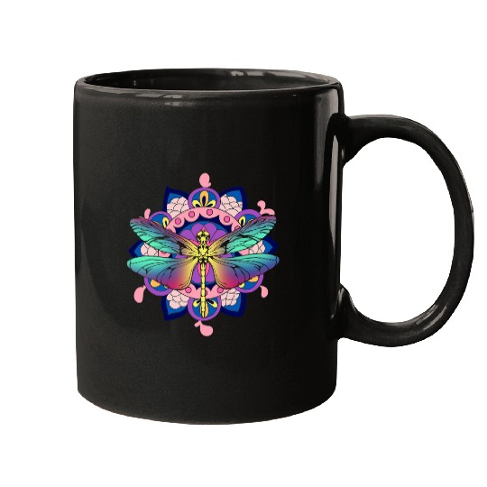 Spiritual Sacred Geometry Dragonfly Insect Yoga Mandala 21 Mugs
