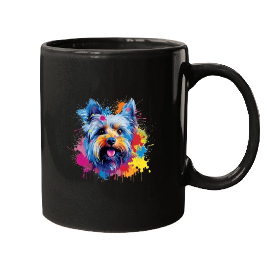 Colorful Yorkshire Terrier Splash Art Dog Mugs