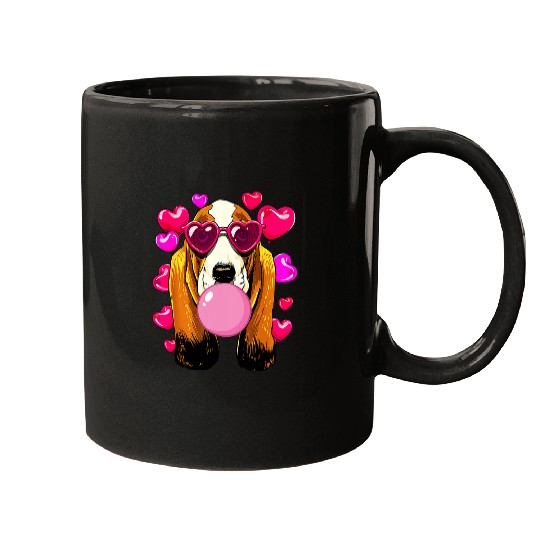 Dog Pig Bubblegum Basset Hound Valentines Pink Sunglasses Mugs