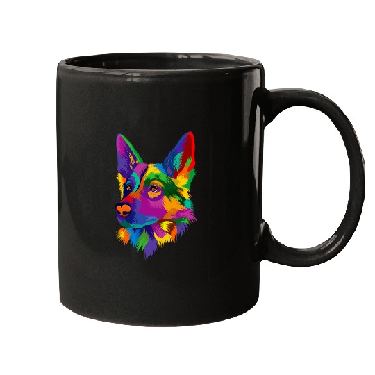 Colorful German Shepherd Pop Art Dog Lover Pet Owner Mugs