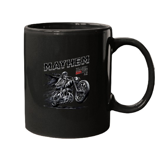 Mayhem Skeletons Rider Bullhead City Motorcycle Bike Week Mugs
