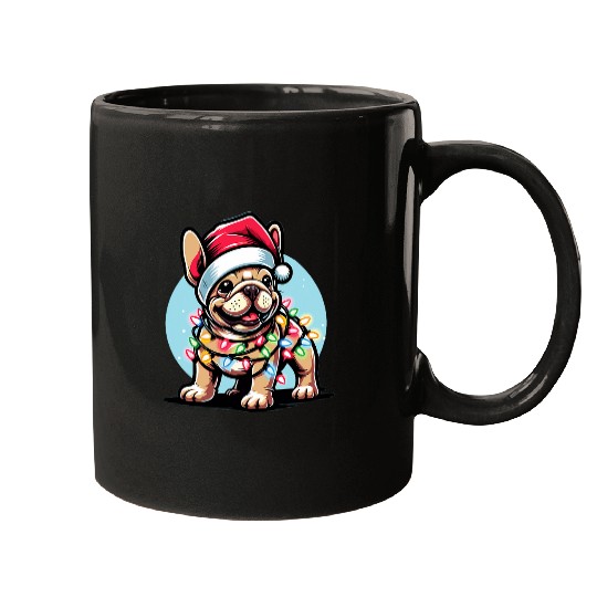 Christmas Fairy Lights French Bulldog Mugs