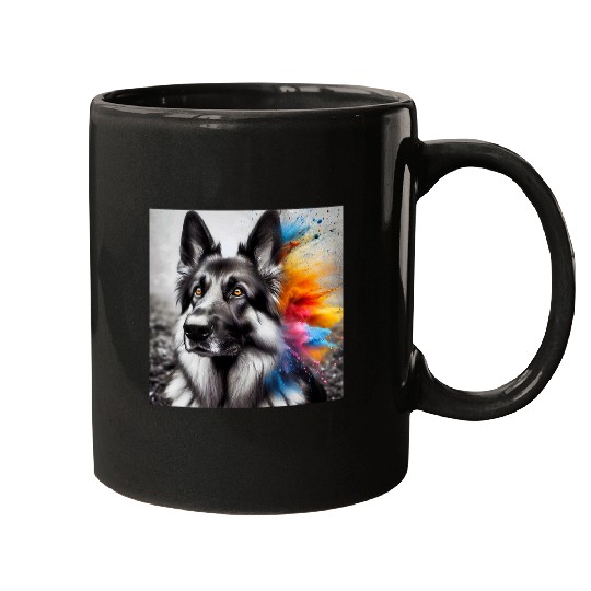 Colorful Gaze German Shepherd Charm Mugs