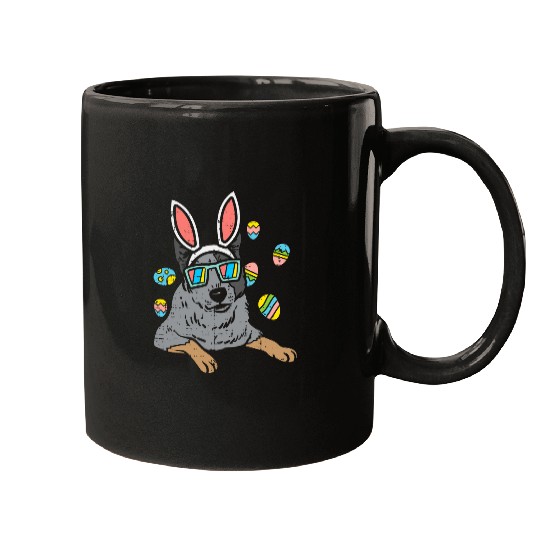 Heeler Bunny Ears Glasses Easter Eggs Australian Cattle Dog Mugs