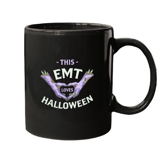 This EMT Loves Halloween Paramedic Zombie Mugs