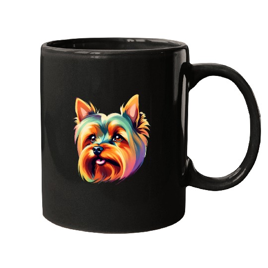 Colorful Retro Art Yorkshire Terrier Yorkie Lover Artful Mugs