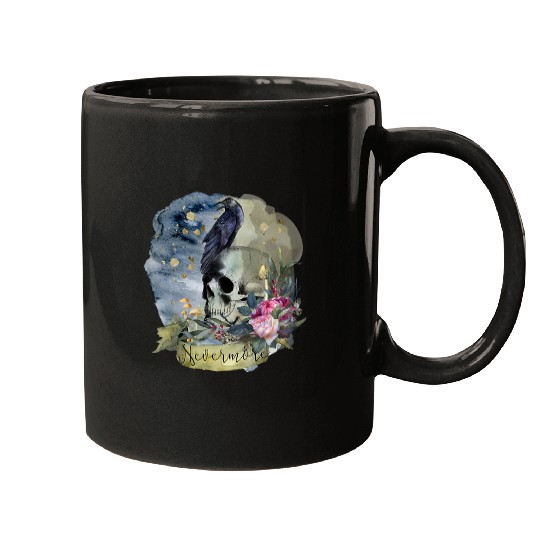 Nevermore Edgar Allen Poe Halloween Crow Trendy Fun Mugs