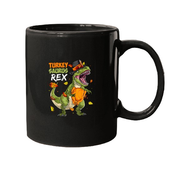 Turkey Saurus Rexs Funny Dinosaur T Rexs Thanksgiving Men Boys Mugs