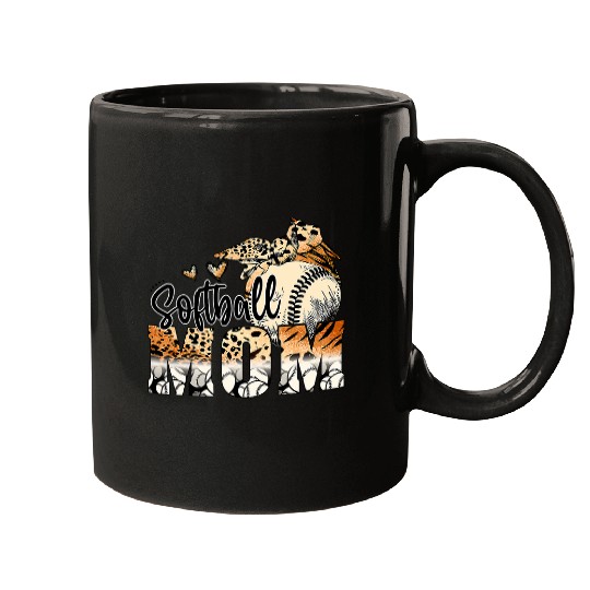 Softball Mom Leopard Softball Game Day Vibes Mothers Day Mugs